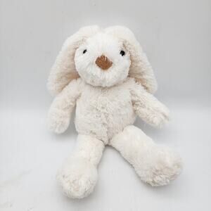 Jumi Ivory Bunny Rabbit Plush Stuffed Animal Lovey 10" Floppy Tan Nose Hard Eyes